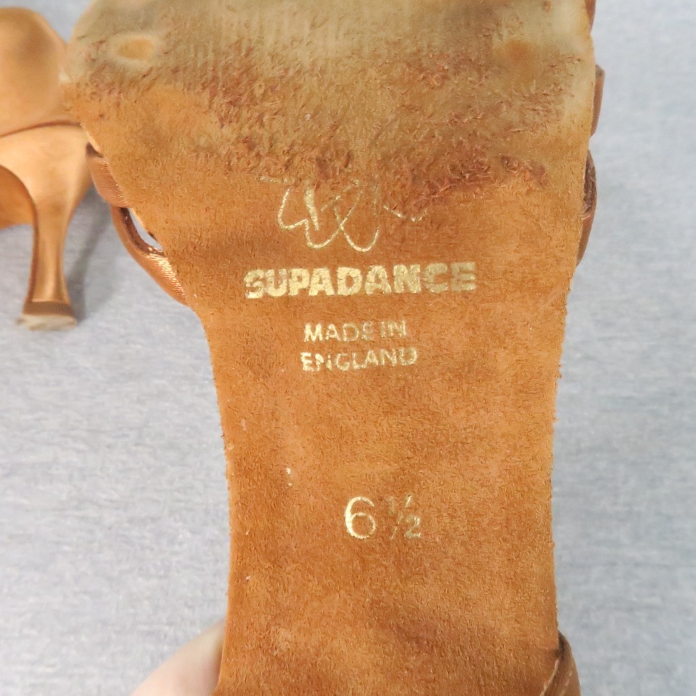 Supadance 1066 Latin Ballroom Dance Shoes 6.5 Dark Tan Satin 2" Flare Heel w Box - Picture 11 of 11